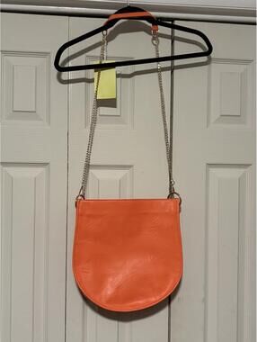 Ahdorned Bright Orange Vegan Leather U-Shaped Crossbody Messenger Bag